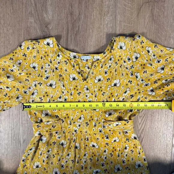 Natura Yellow Floral Boho Maxi Dress XS Tribal Border Hem - Picture 9 of 12